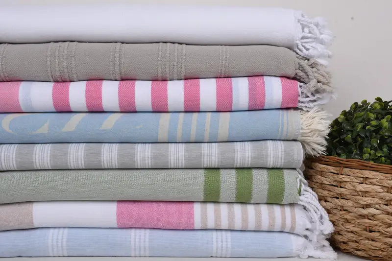 Turkish Bath Towel Set, Thin towel, Handwoven Turkish Towel, Custom Wedding Gifts, Gift For Coworker, Beach towel, 70x40 Cotton Set of 8 Towel - 2