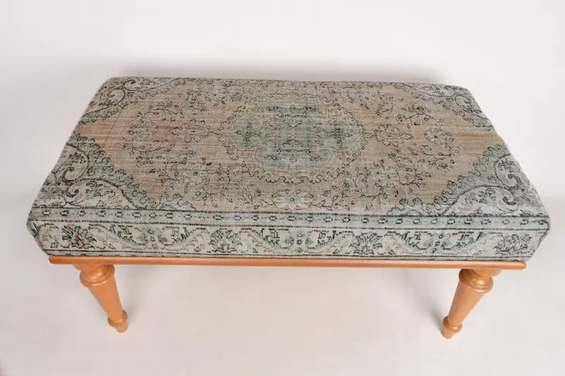 Kilim Esintili Osmanlı, Turuncu ve Gri Yün Karışımlı Modüler Koltuk Takımı