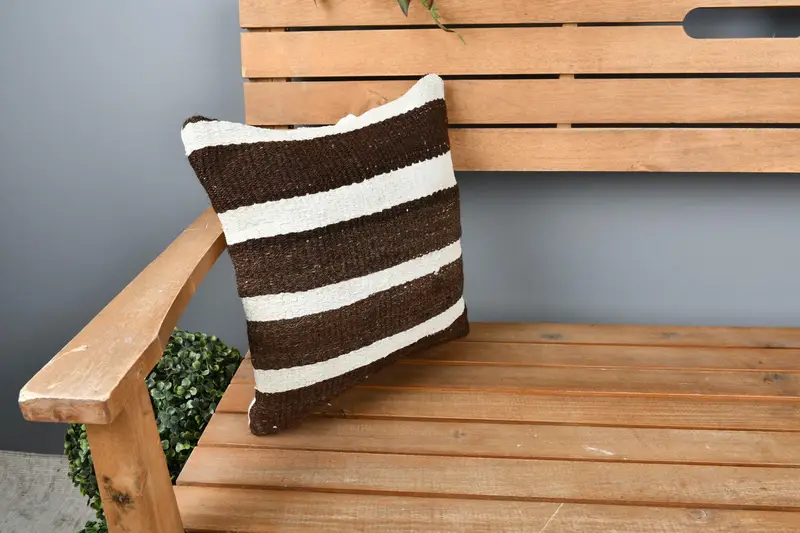 Decorative Bolster Cushion Case, Boho Pillow, Pillow Cover, Turkish Kilim Pillow, Interior Designer Pillow, 14x14 Beige Cushion Cover - 1