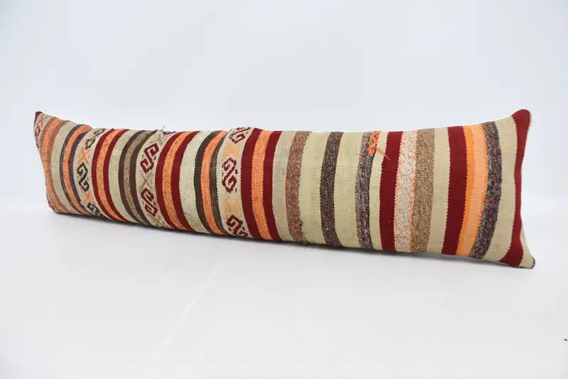 Handmade Kilim Cushion, Boho Pillow, Pillow, Handmade Throw Cushion Cover, Bed Cushion Case, 12x48 Red Pillow, Pillow for Couch - 4