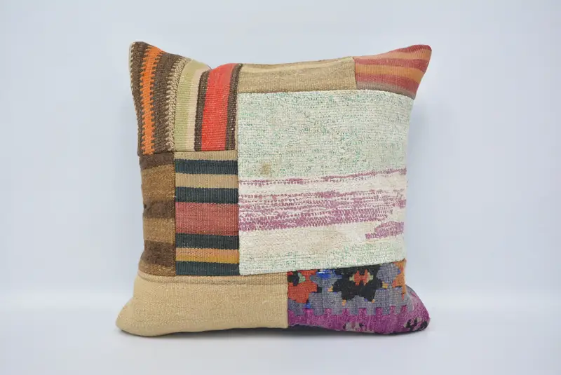 Pillow, One Of A Kind Pillow Cover, 18x18 Beige Cushion Case, Boho Pillow, Chair Pillow, Vintage Kilim Pillow, Pillow for Sofa - 1