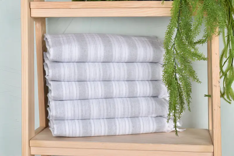 Dark Gray Cotton Towel Striped, Custom Beach Towel, 40x71 Inches