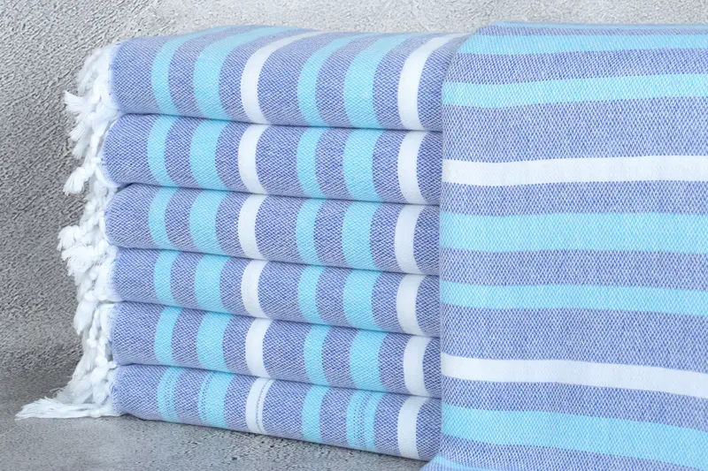 Personalized Turkish Beach Towel, Blue-Navy Stripes, 40x71 Inches