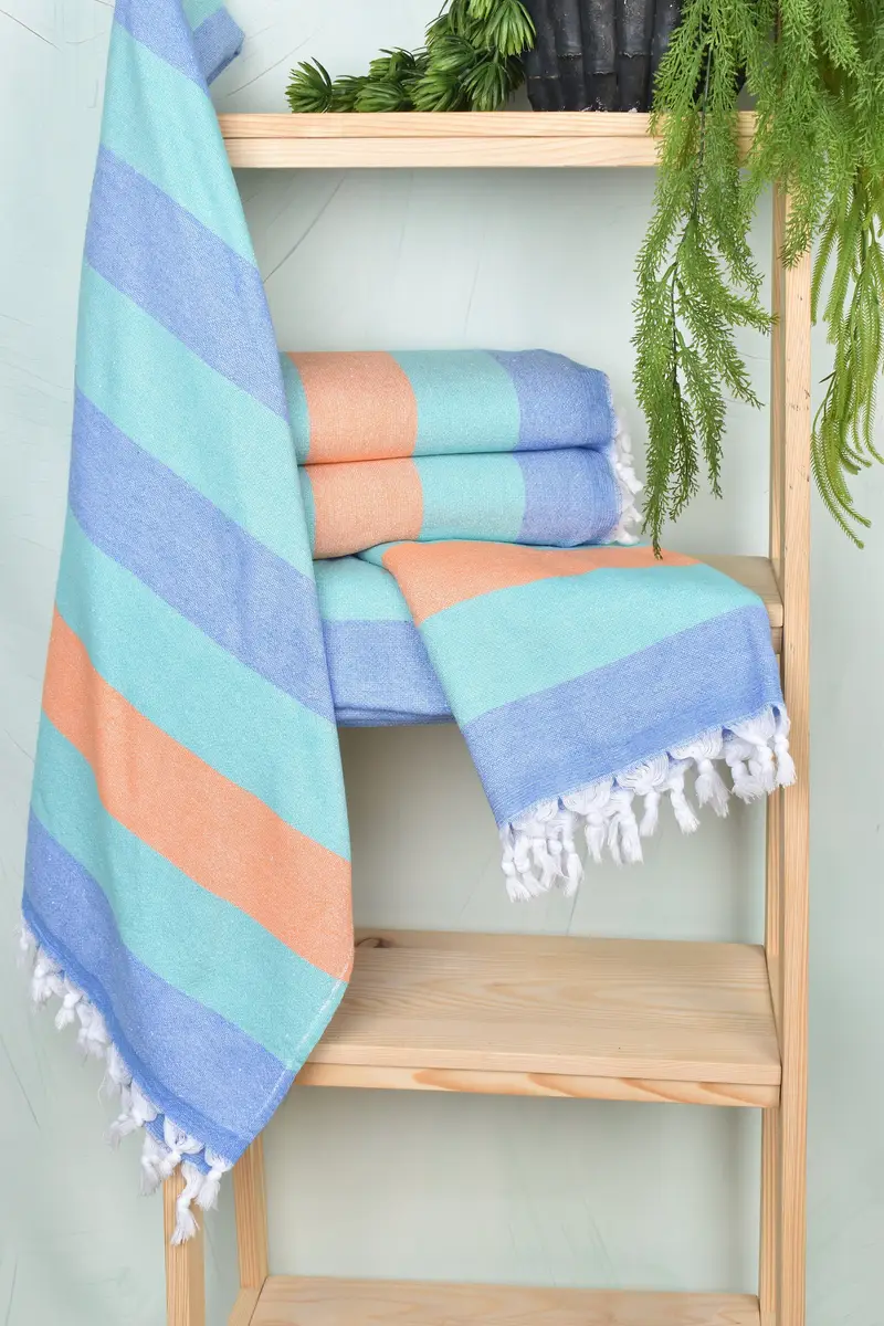 Handmade Gift, Gifts For Him, Gift For Him, Sand-Resistant Peshtemal, 64x36 Cotton Striped Terry Towel, Valentines Gift, Beach Towel Bulk - 6