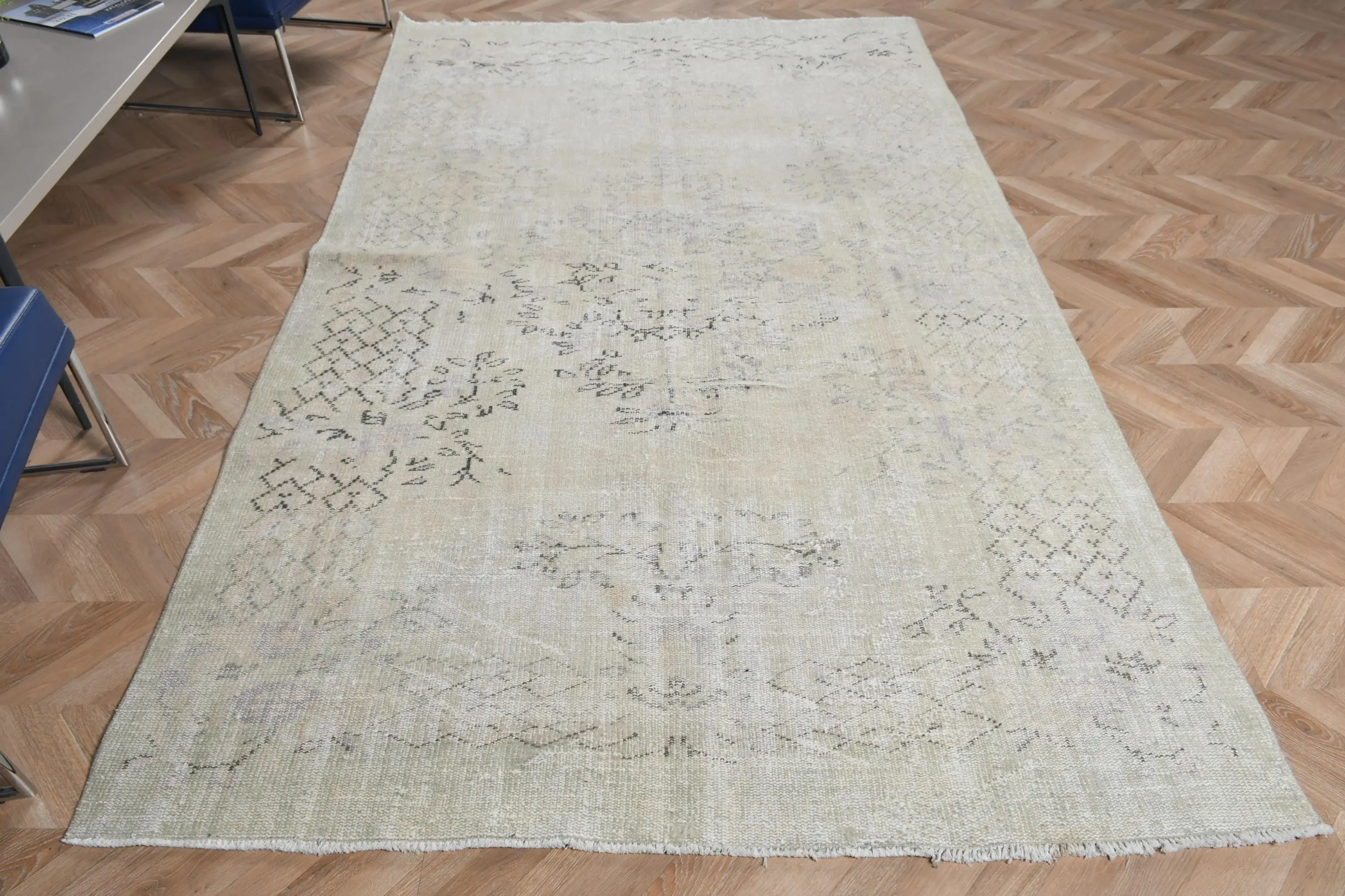 Vintage Türk Halısı 5.4x9.2 ft (166x279 cm), Gri Siyah Halı - 1