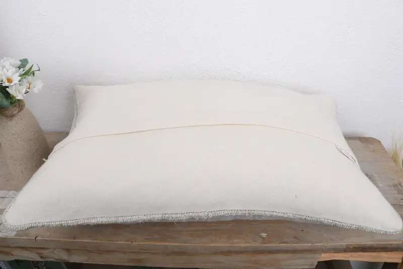 Vintage Kilim Pillow, Kilim Pillow, Pillow Cover, Handmade Throw Pillow Case, Authentic Pillow Sham, 12x20 White Cushion, Home Decor Pillow - 7