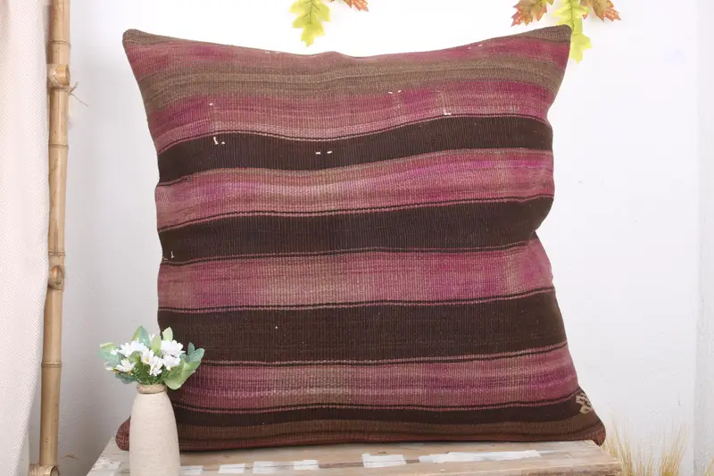 Pillow, Ethnical Kilim Rug Pillow, 32x32 Brown Cushion, Turkish Pillow, Interior Designer Pillow, Ethnic Pillow Cover Cushion Cover - 2