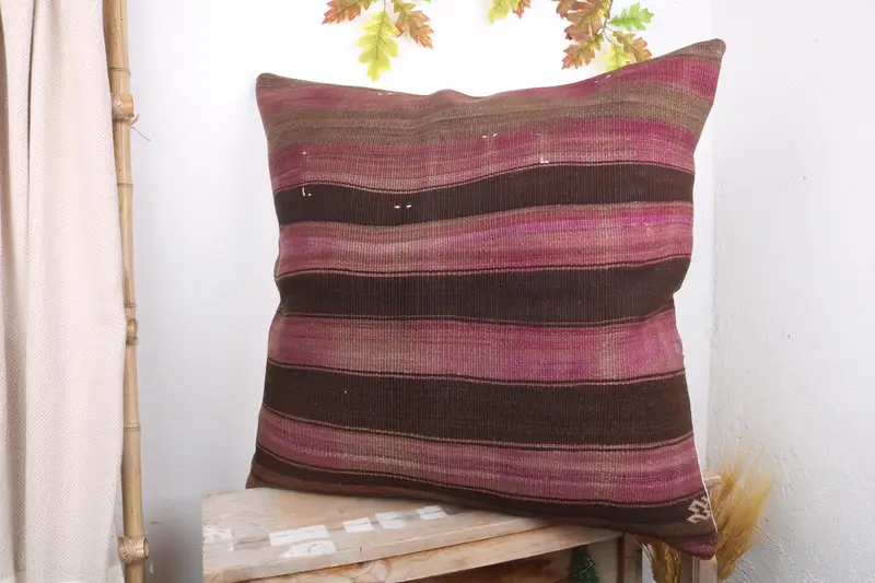 Pillow, Ethnical Kilim Rug Pillow, 32x32 Brown Cushion, Turkish Pillow, Interior Designer Pillow, Ethnic Pillow Cover Cushion Cover - 4
