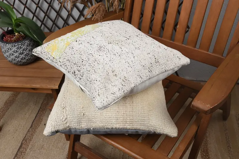 Pillow for Sofa, 14x14 Beige Pillow Cover, Pillow, Ethnical Kilim Rug Pillow, Retro Throw Pillow, Vintage Pillow, Outdoor Throw Pillow - 4
