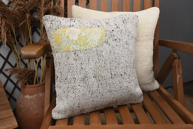 Pillow for Sofa, 14x14 Beige Pillow Cover, Pillow, Ethnical Kilim Rug Pillow, Retro Throw Pillow, Vintage Pillow, Outdoor Throw Pillow - 2