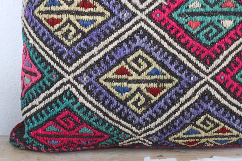 Turkish Kilim Pillow, Home Decor Pillow, Hippie Throw Cushion Case, Outdoor Bolster Cushion Cover, Antique Pillows, 24x24 Blue Pillow Cover, Pillow - 3