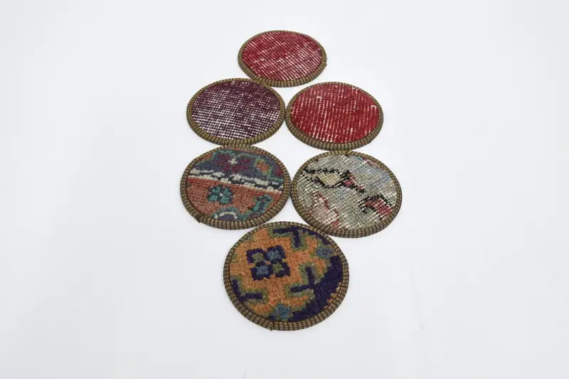 Bohemian Red & Bronze Round Coaster, Ethnic Table Coaster
