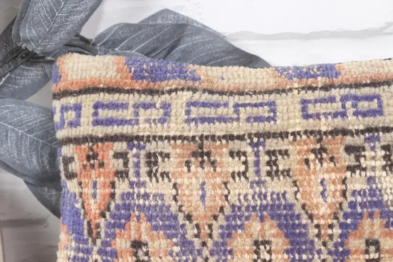 Kilim Pillow Cover, Nautical Throw Pillow Case, Boho Pillow, 8x16 Blue Cushion, Sofa Cushion Case, Pillow, Cotton Pillow, Vintage Kilim Throw Pillow - 2