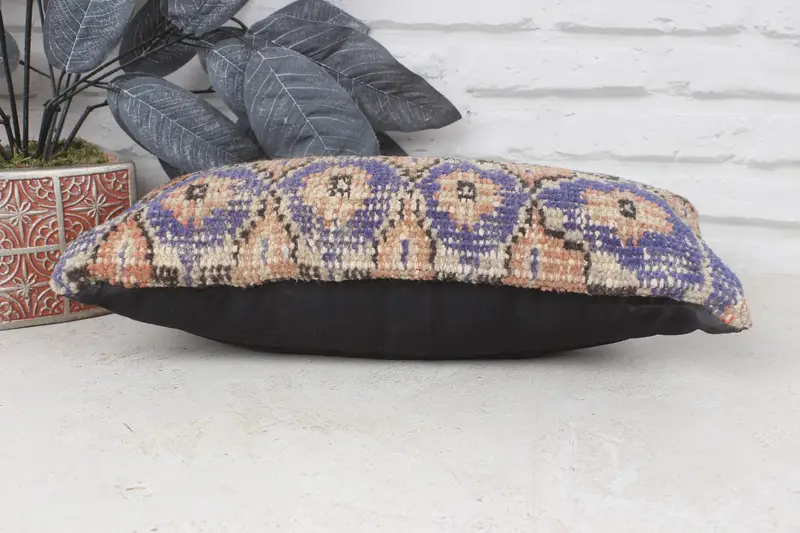 Kilim Pillow Cover, Nautical Throw Pillow Case, Boho Pillow, 8x16 Blue Cushion, Sofa Cushion Case, Pillow, Cotton Pillow, Vintage Kilim Throw Pillow - 5