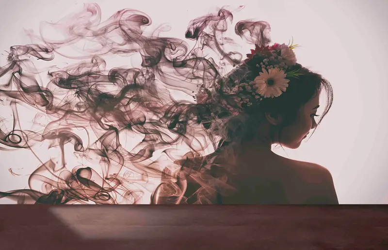 Moderne Frau Rauch abstrakte Tapete – gedruckte Kunst Eleganz