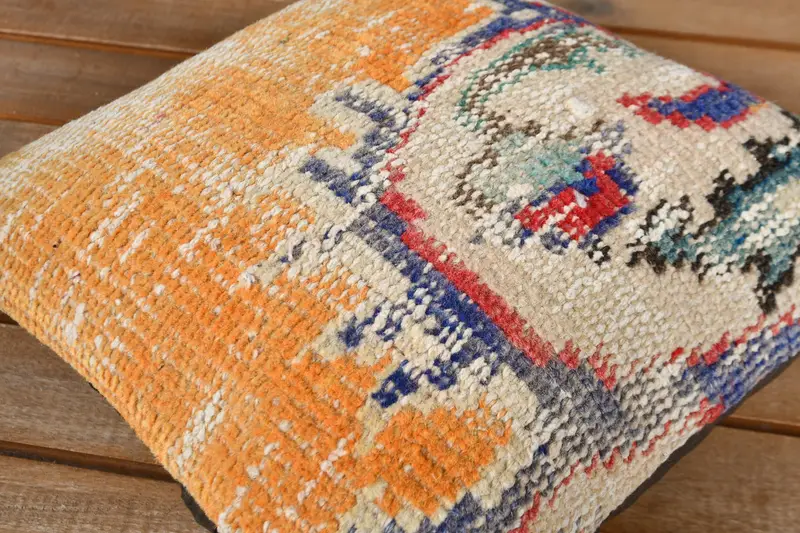 Turkish Kilim Pillow, Interior Designer Pillow, Pillow Cover, 12x12 Orange Cushion, Ethnical Kilim Rug Pillow, Boho Throw Pillow - 4