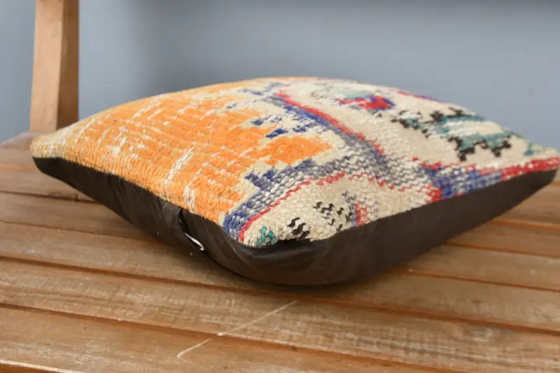 Turkish Kilim Pillow, Interior Designer Pillow, Pillow Cover, 12x12 Orange Cushion, Ethnical Kilim Rug Pillow, Boho Throw Pillow - 3