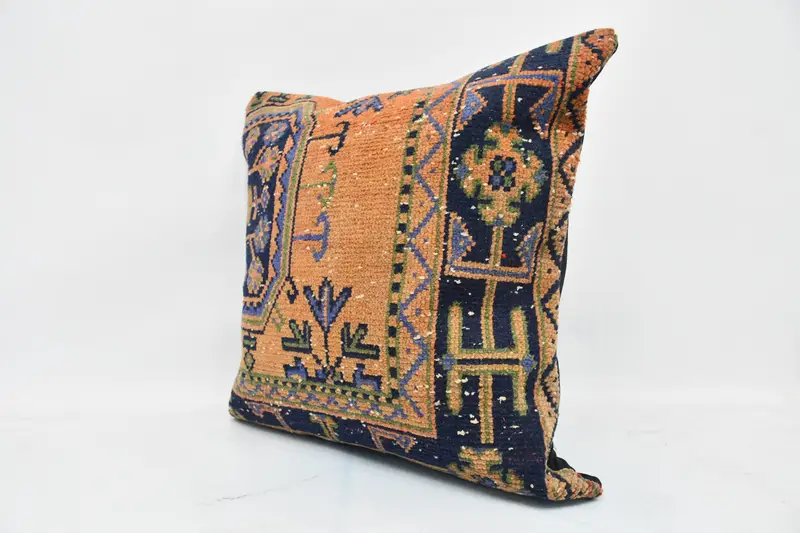 Tapestry Cushion, Turkish Kilim Pillow, Cushion Cover, Home Decor Pillow, Pattern Throw Pillow Sham, 28x28 Blue Pillow Sham, Kilim Pillow Cover - 4