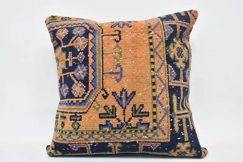Tapestry Cushion, Turkish Kilim Pillow, Cushion Cover, Home Decor Pillow, Pattern Throw Pillow Sham, 28x28 Blue Pillow Sham, Kilim Pillow Cover - 1