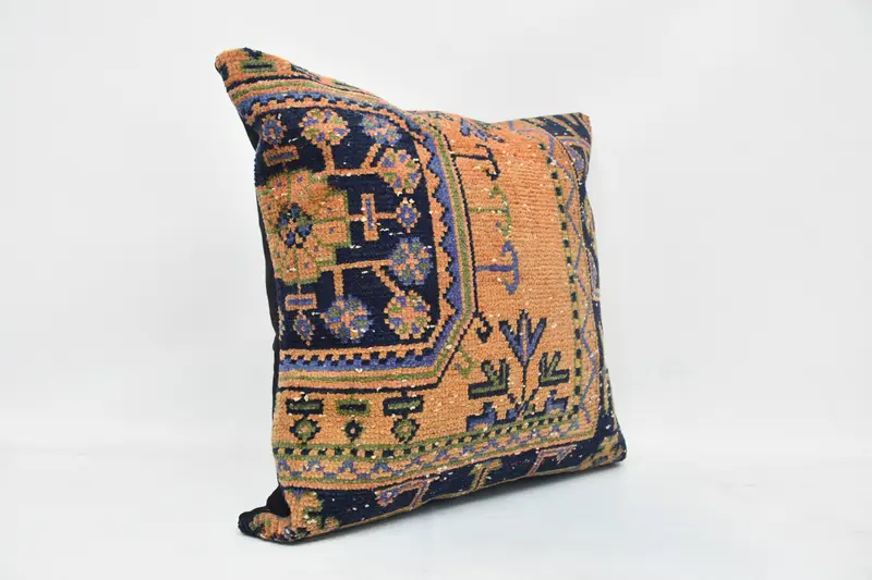 Tapestry Cushion, Turkish Kilim Pillow, Cushion Cover, Home Decor Pillow, Pattern Throw Pillow Sham, 28x28 Blue Pillow Sham, Kilim Pillow Cover - 3