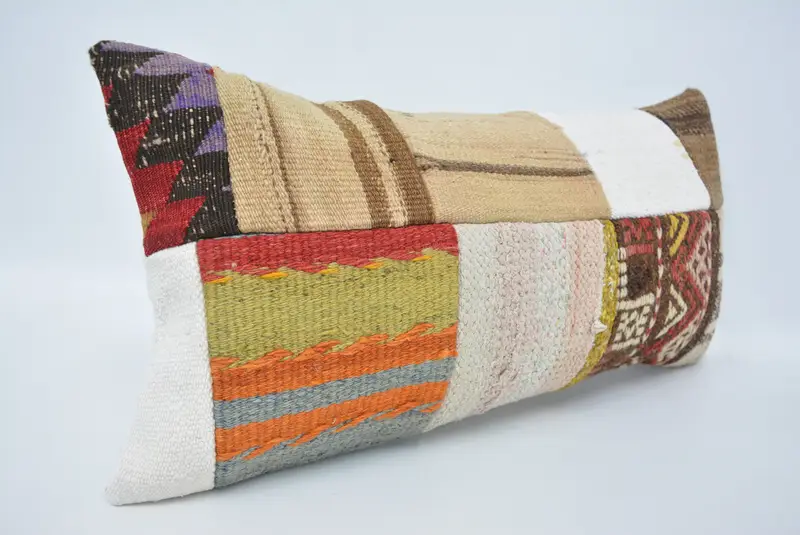 12x24 Beige Cushion Cover, Gift Pillow, Kilim Cushion Sham, Neutral Throw Pillow Sham, Bolster Throw Cushion Case, Home Decor Pillow, Cushion - 3