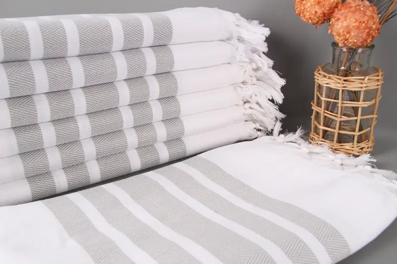 Turkish Beach Towel Personalized Gray Chevron, 40x71 Inches