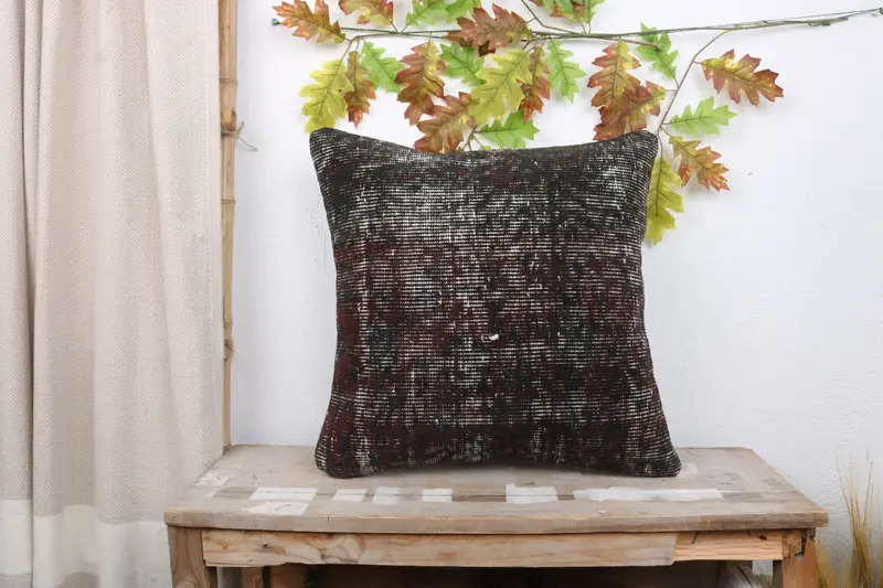 20x20 Brown Pillow Cover, Gift Pillow, Seat Pillow, Traditional Cushion Cover, Antique Pillows, Cushion Cover, Turkish Kilim Pillow - 1