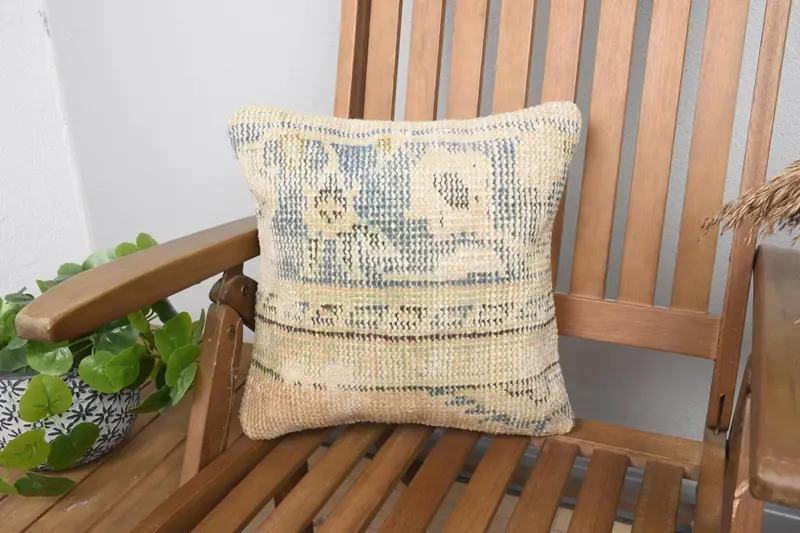 Überwurf, grünes Kissen, Veranda-Dekoration, antik, 35,6 x 35,6 cm, Euro-Kissenbezug - 1
