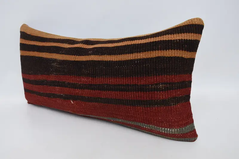 Pillow, Pillow for Couch, Vintage Pillow, Handmade Kilim Cushion, Designer Throw Cushion Case, 12x24 Red Pillow, Decorative Pillow - 4