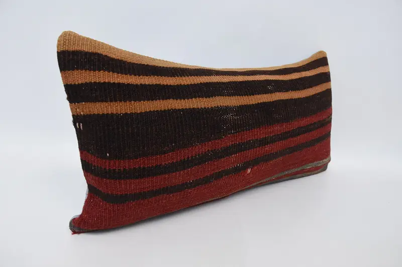 Pillow, Pillow for Couch, Vintage Pillow, Handmade Kilim Cushion, Designer Throw Cushion Case, 12x24 Red Pillow, Decorative Pillow - 3