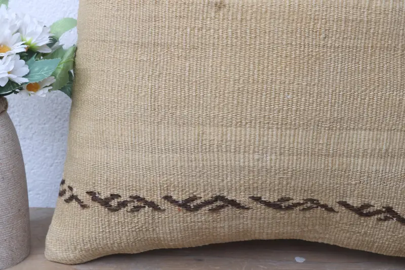 Outdoor Pillow Cover, Cushion Case, 16x16 Beige Pillow Case, Pillow for Couch, Retro Throw Cushion Cover, Turkish Kilim Pillow, Boho Pillow - 3