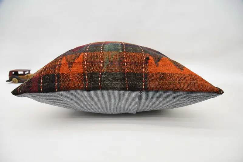 Antique Pillows, Handwoven Pillow Cover Cushion Cover, Home Decor Pillow, Pillow, Kilim Rug Cushion, 20x28 Orange Pillow Case, Kilim Pillow Cover - 6