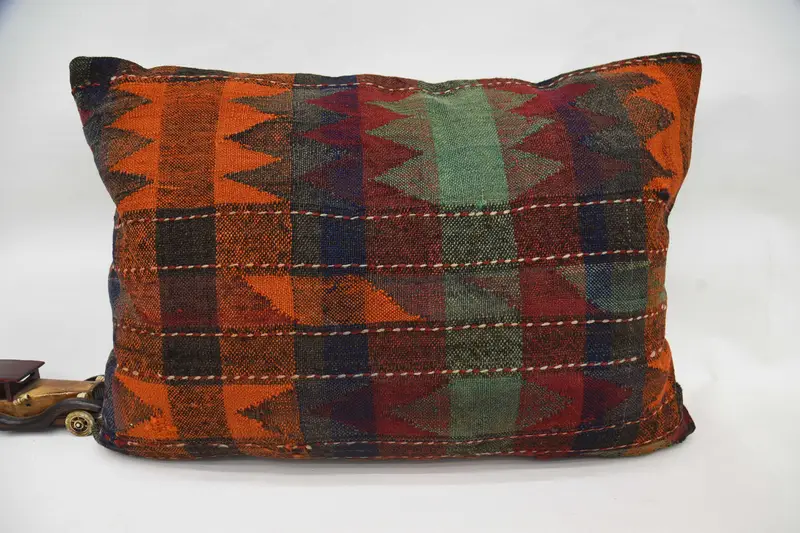 Antique Pillows, Handwoven Pillow Cover Cushion Cover, Home Decor Pillow, Pillow, Kilim Rug Cushion, 20x28 Orange Pillow Case, Kilim Pillow Cover - 4