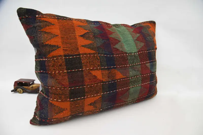 Antique Pillows, Handwoven Pillow Cover Cushion Cover, Home Decor Pillow, Pillow, Kilim Rug Cushion, 20x28 Orange Pillow Case, Kilim Pillow Cover - 3