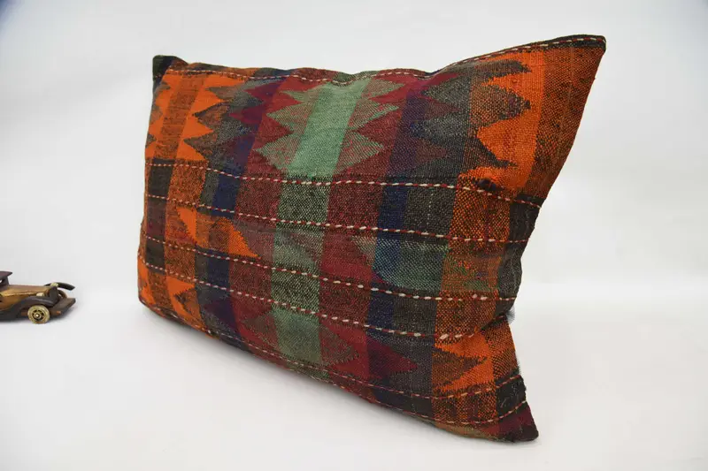 Antique Pillows, Handwoven Pillow Cover Cushion Cover, Home Decor Pillow, Pillow, Kilim Rug Cushion, 20x28 Orange Pillow Case, Kilim Pillow Cover - 5