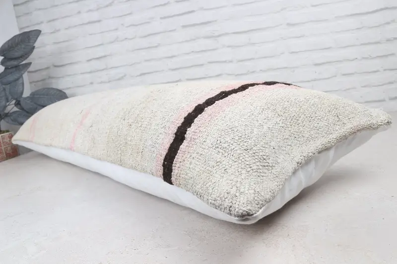 Retro Pillow, 16x48 White Cushion Case, Pillow for Couch, Boho Pillow Sham Cover, Kilim Pillow Cover, Toss Cushion, Pillow Case - 7