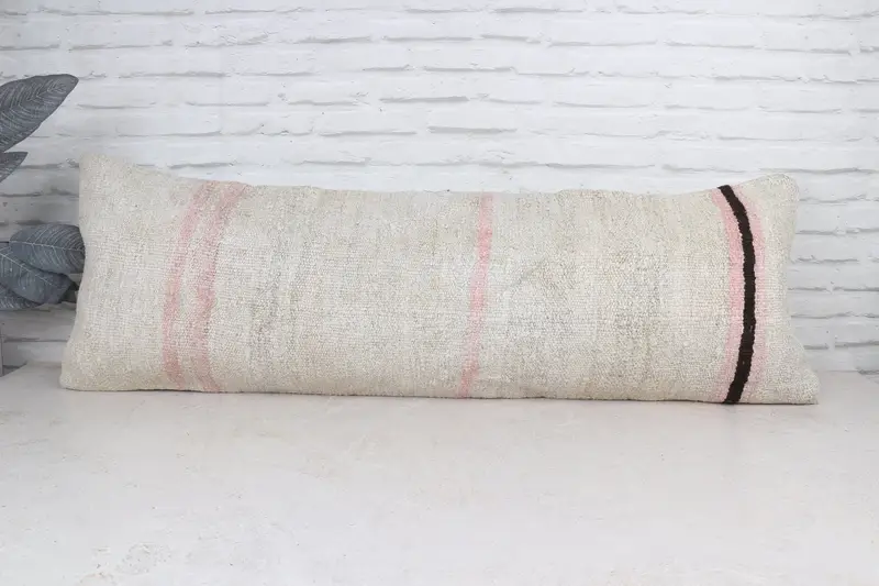 Retro Pillow, 16x48 White Cushion Case, Pillow for Couch, Boho Pillow Sham Cover, Kilim Pillow Cover, Toss Cushion, Pillow Case - 1