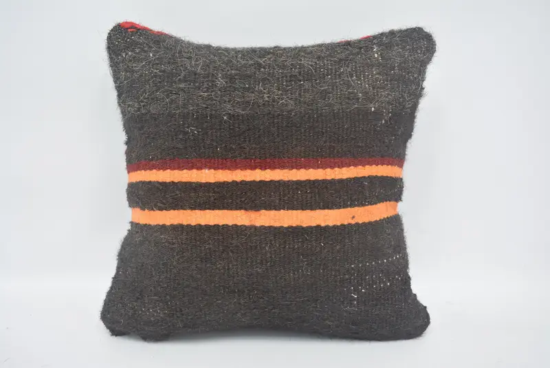 Home Decor Pillow, 14x14 Brown Pillow, Boho Pillow Sham Cover, Bright Pillow Sham, Cushion Case, Handmade Rug Seat Cushion Case, Pillow for Sofa - 1