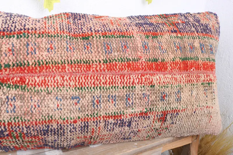 Ethnic Throw Pillow Cover, 16x36 Beige Pillow Case, Antique Pillows, Office Chair Cushion Case, Boho Pillow, Kilim Pillow, Pillow Case - 5