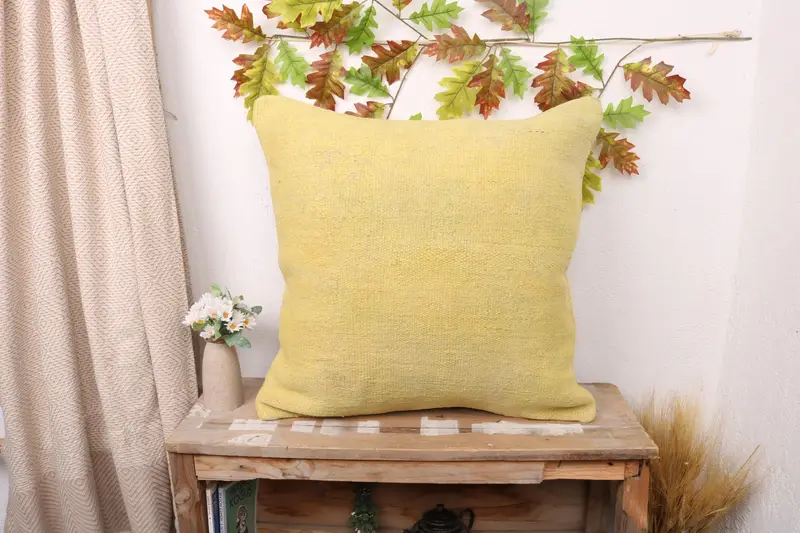 Almohada de lanzamiento del suroeste marrón y amarillo, cojín bordado 24x24