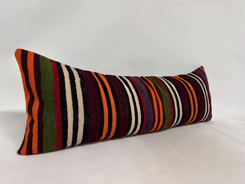 Cushion Case, 16x48 White Pillow Sham, Gift Pillow, Pillow for Sofa, Ethnical Kilim Rug Pillow, Handmade Rug Seat Pillow Case, Sofa Cushion - 3