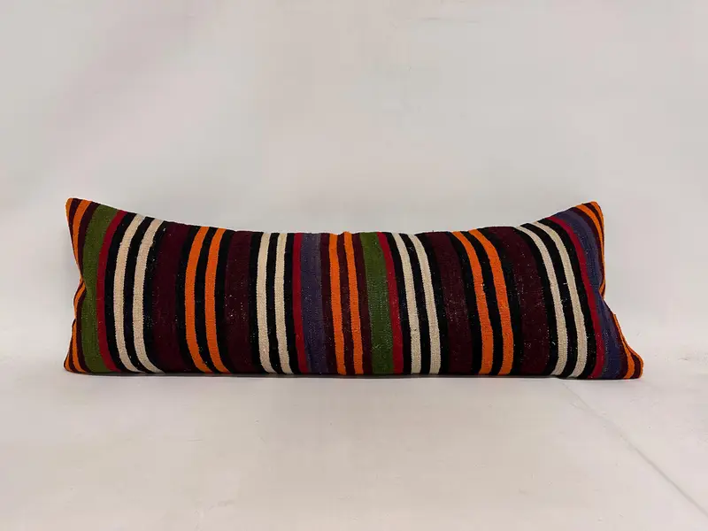 Cushion Case, 16x48 White Pillow Sham, Gift Pillow, Pillow for Sofa, Ethnical Kilim Rug Pillow, Handmade Rug Seat Pillow Case, Sofa Cushion - 1