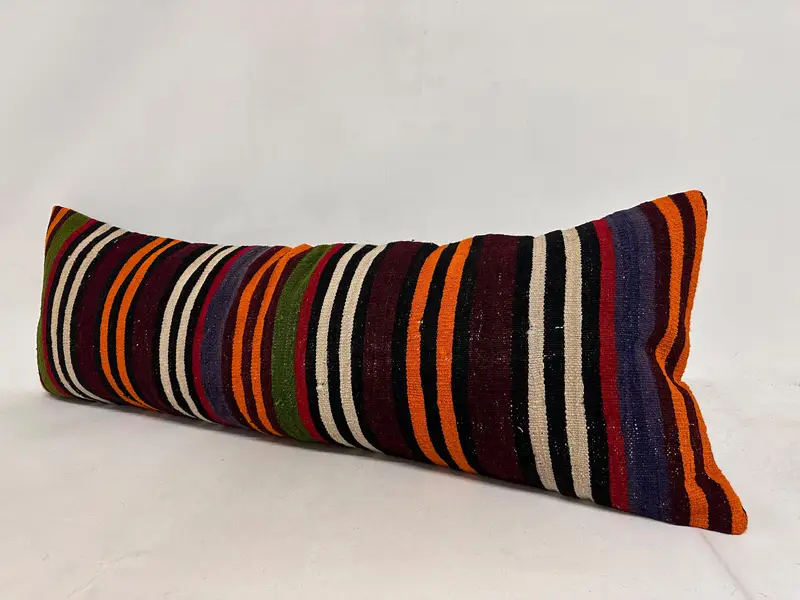 Cushion Case, 16x48 White Pillow Sham, Gift Pillow, Pillow for Sofa, Ethnical Kilim Rug Pillow, Handmade Rug Seat Pillow Case, Sofa Cushion - 4