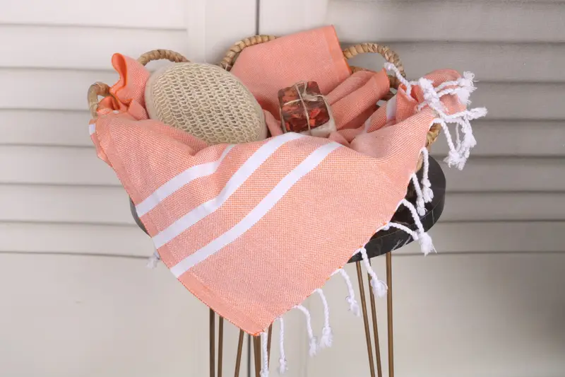 Personalized Kitchen Towel, Small Bath Towels, Beach Wedding Favor, Valentines Day Gift For Him, Custom Hand Towel, 40x24 Cotton Striped Towel - 2