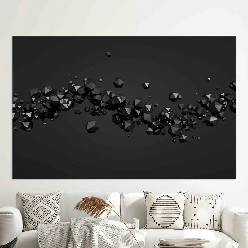 Futuristic Black 3D Effect Trendy Printed Canvas Art