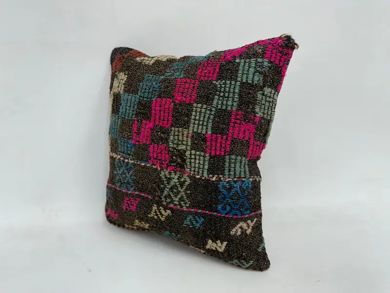Gift Pillow, Home Decor Pillow, Cushion, 16x16 Brown Cushion Cover, Traditional Cushion, Retro Pillow Sham, Vintage Kilim Pillow - 4