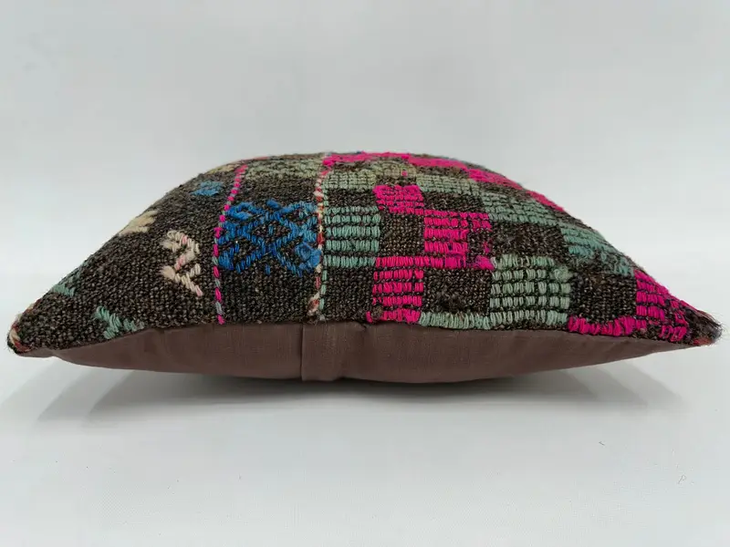 Gift Pillow, Home Decor Pillow, Cushion, 16x16 Brown Cushion Cover, Traditional Cushion, Retro Pillow Sham, Vintage Kilim Pillow - 5