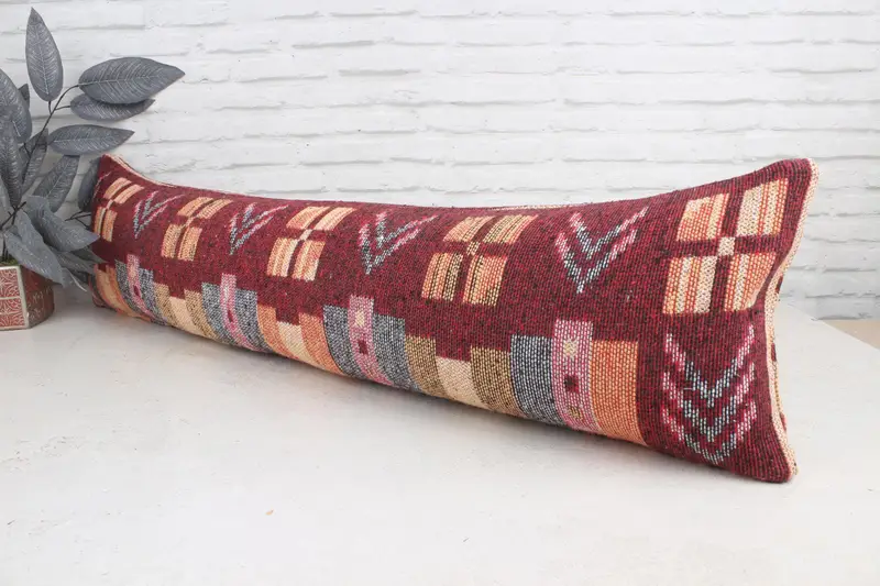 12x48 Red Cushion Case, Bed Pillow Case, Interior Designer Pillow, Shabby Chic Cushion, Cushion, Handmade Kilim Cushion, Antique Pillows - 4