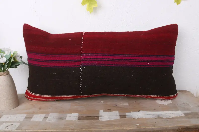 Traditional Pillow Sham, Kilim Pillow, Interior Designer Pillow, Art Deco Cushion, Cushion, Turkish Pillow, 12x24 Brown Cushion Cover - 2