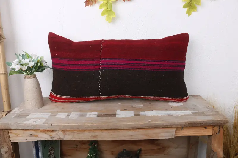 Traditional Pillow Sham, Kilim Pillow, Interior Designer Pillow, Art Deco Cushion, Cushion, Turkish Pillow, 12x24 Brown Cushion Cover - 1
